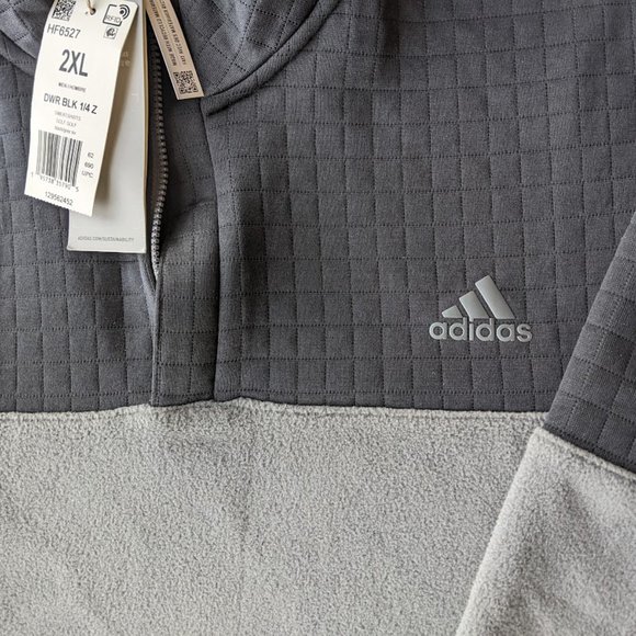 Men's adidas DWR Colorblock Golf 1/4 Zip Sweater Size 2XL Gray Black HF6527 NEW - Picture 4 of 7